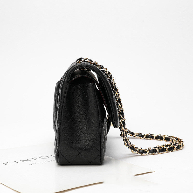 Women's Leather Black Diamond Chain Bag
