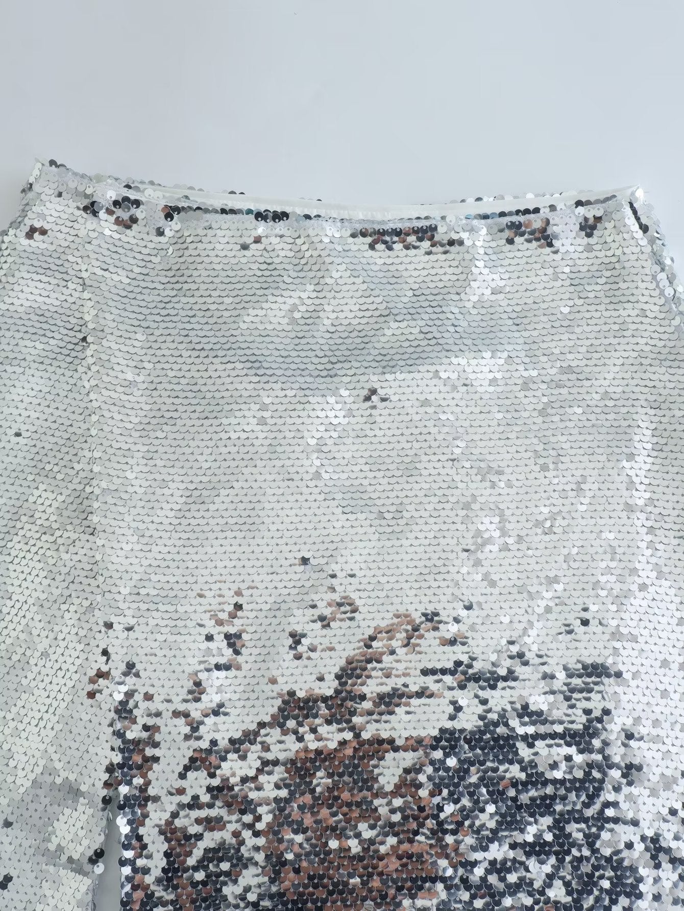 New Style Silver Sequined Split Skirt