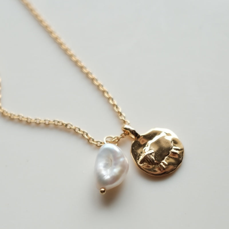 Necklace 925 Sterling Silver Gold Plated 18K Gold Baroque Freshwater Pearl
