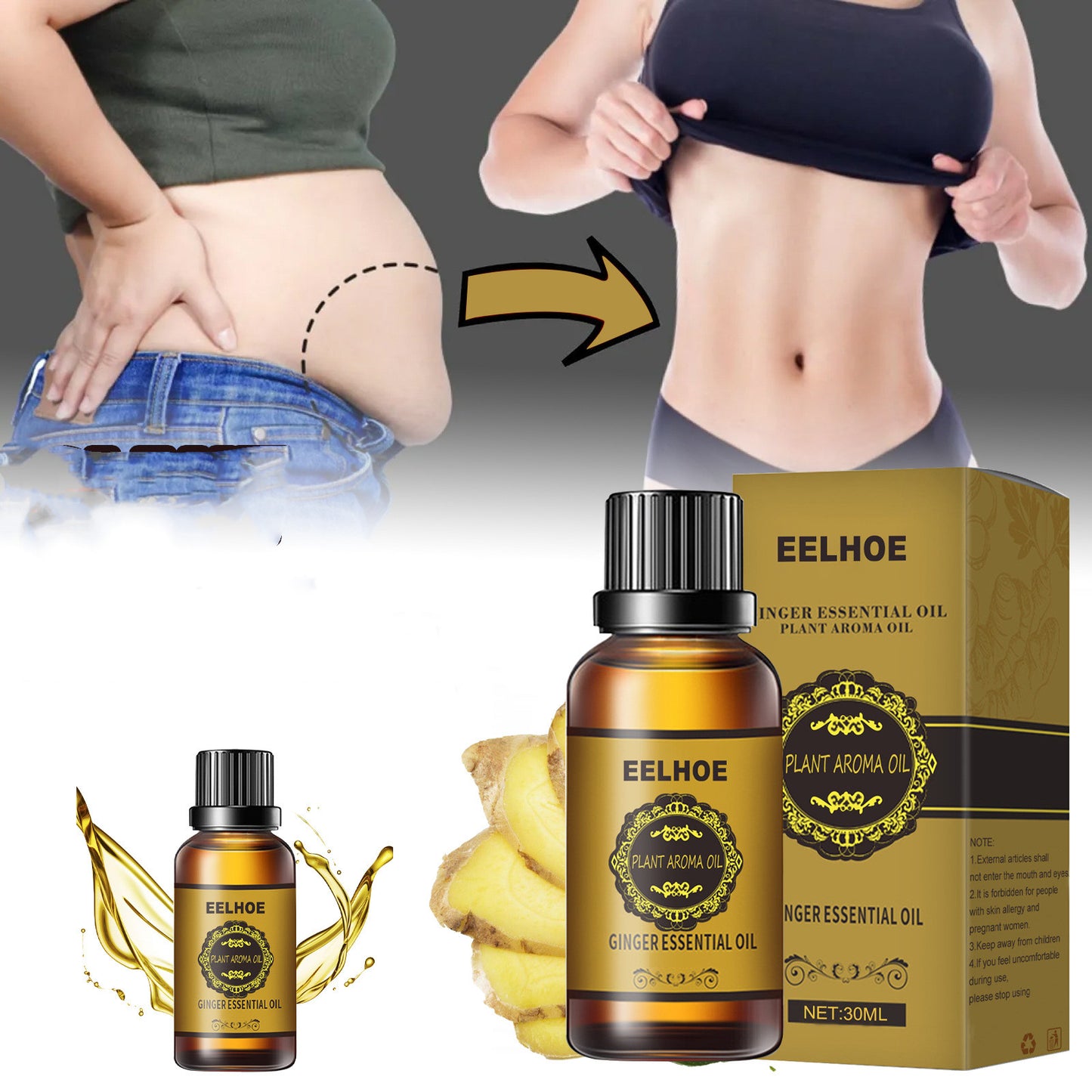 Ginger Essential Oil Slimming Belly Firming And Slimming Massage