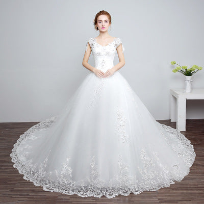 Bride wedding wedding Korean fashion Princess trailing wedding dress new lace strap wedding dress