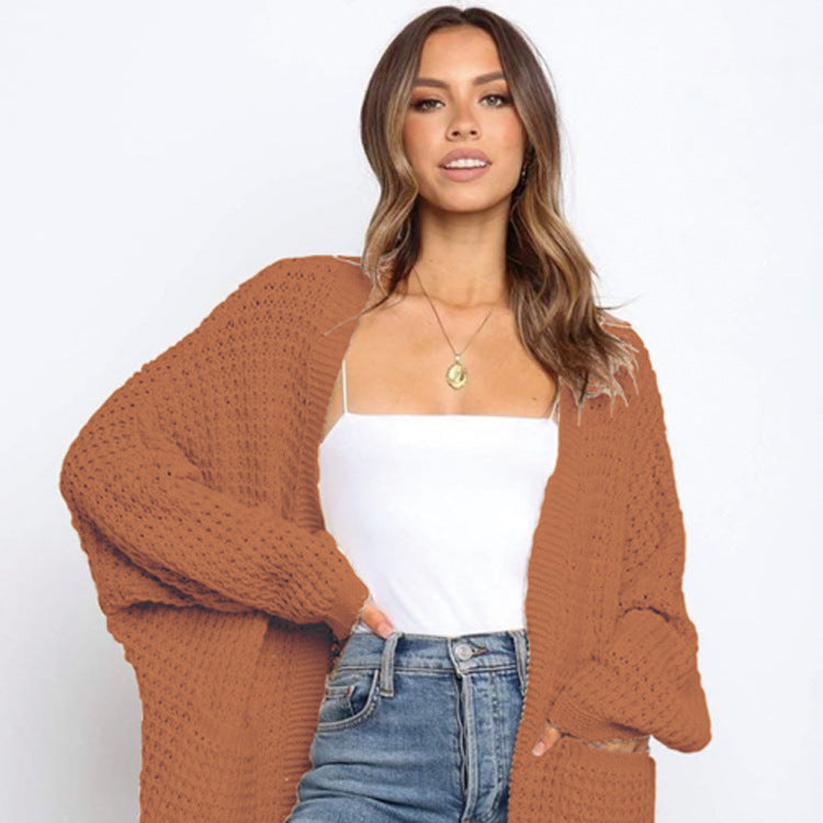 Loose knit plus size sweater women jacket