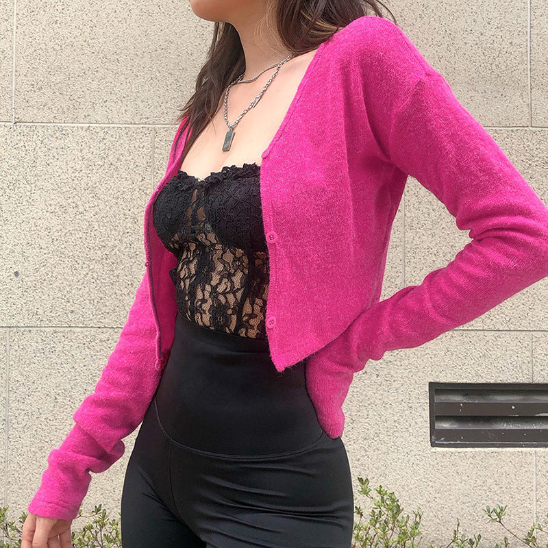 Long Sleeved Knitted Cardigan For Outer Wear