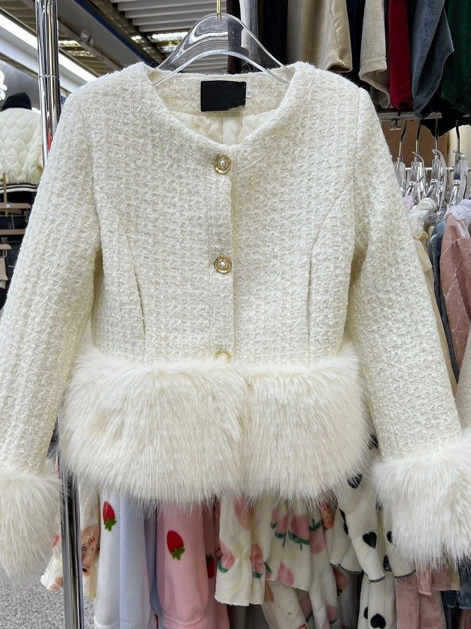 French Single-breasted Fur Short Coat Women's Wool