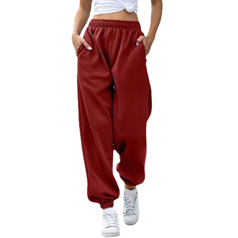 Women's Fashion All-match High Waist Casual Track Sweatpants Ankle Banded Pants