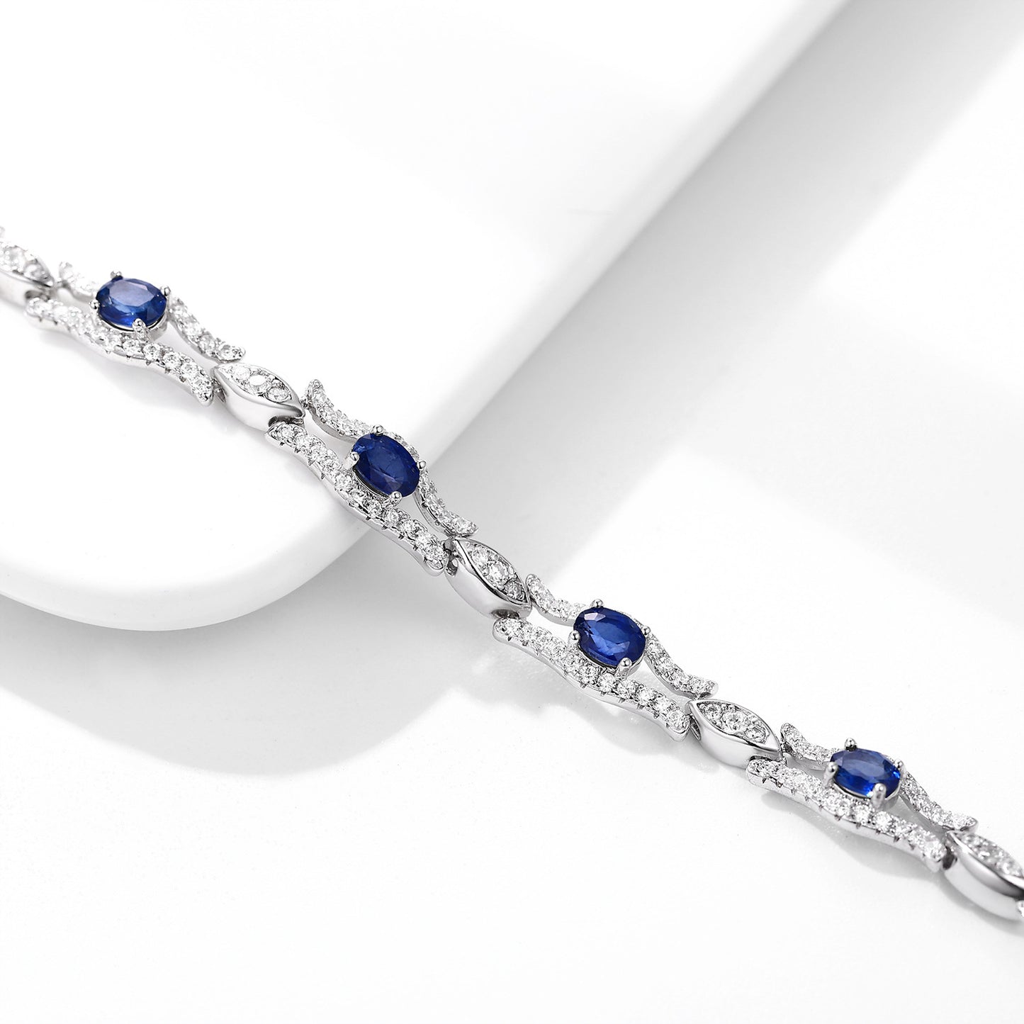 Natural Sapphire Bracelet Women's S925 Silver Set Gem Jewelry Premium Original Design Jewelry