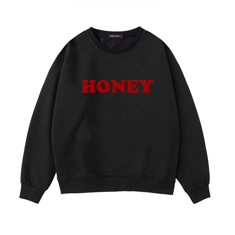 Honey Print Hoodies Winter Women