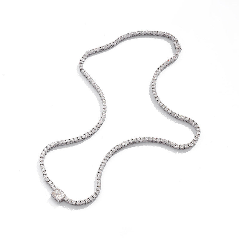 4 Karat Diamond Moissanite Necklace 925 Silver Simple European And American Style Popular