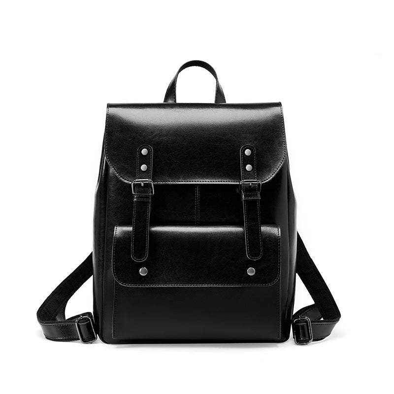 Leather Backpack Women's Wear-resistant Retro