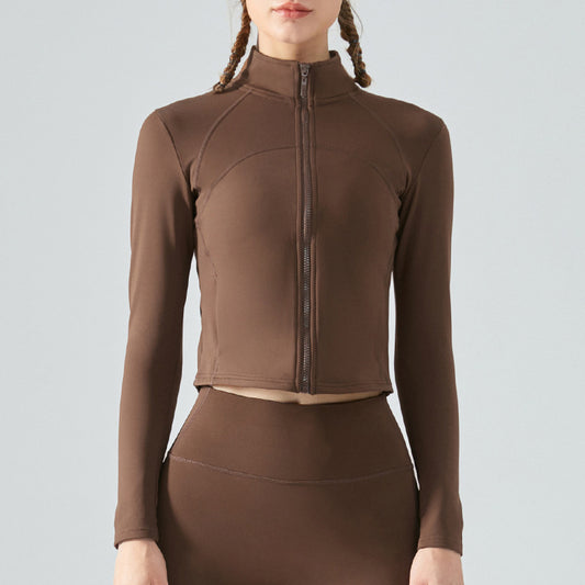 Women's Fashionable Warm Fleece-lined Yoga Clothes Coat Sports Zipper Top