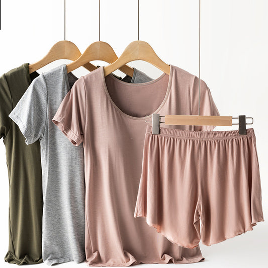 Solid Color Loose-fitting Large Size Strappy T-shirt Undershirt Set Outer Wear Chest Pad Yoga Exercise Suit