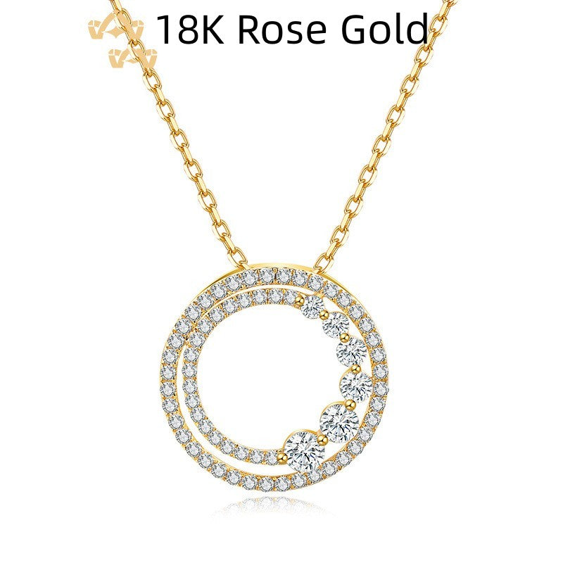 18K Gold Rose Gold Diamond Necklace Round