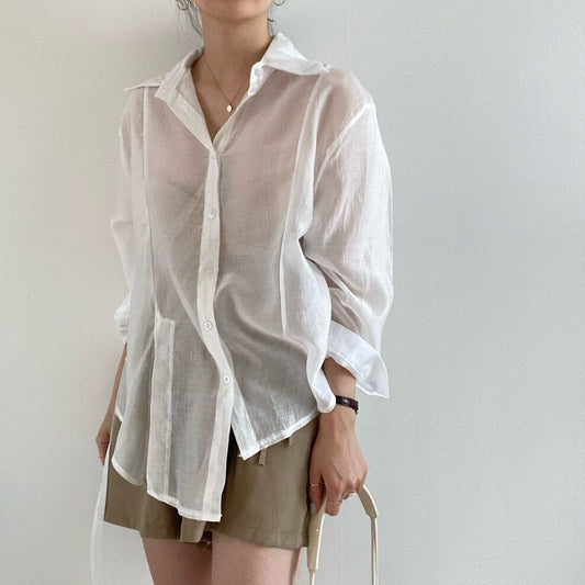 Irregular Buttoned Lapel Shirt Women Temperament