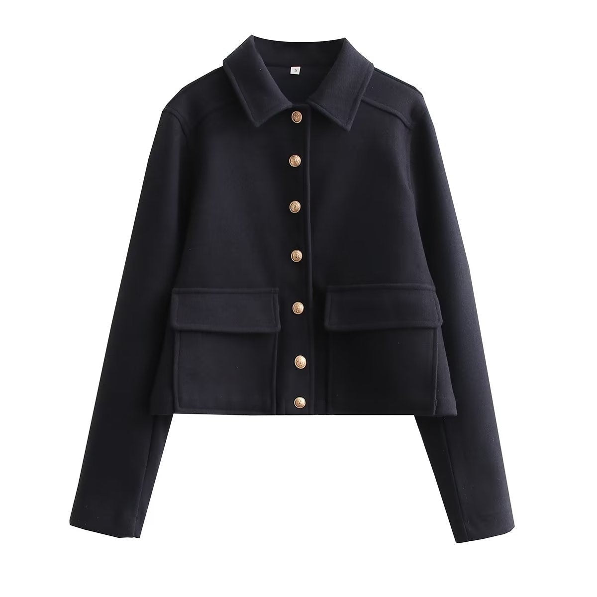 French Blend Lapel Short Classic Style Tweed Coat Shirt