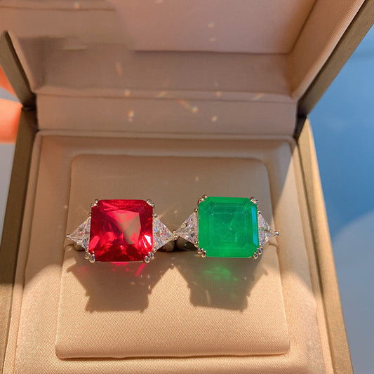 Classic Imitation Ruby Emerald Temperament Ladies Ring