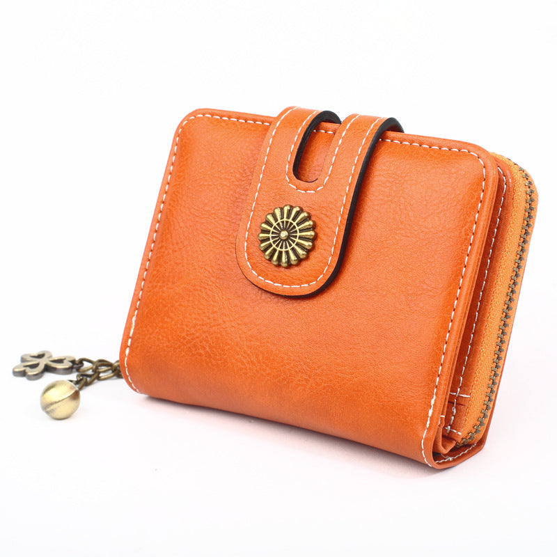 Oily Leather Storage Coin Purse Women's Pendant Small Card Holder