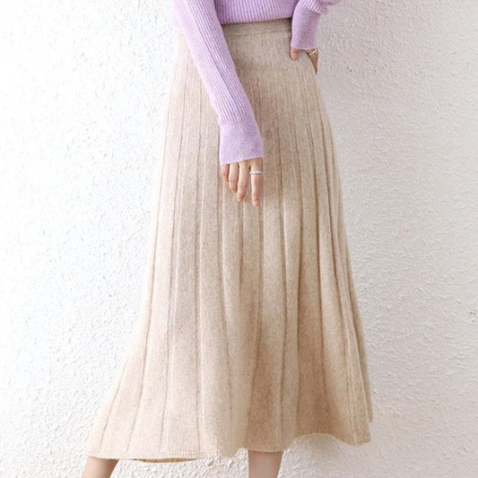 Women's Mid-length Pure Wool Thickened Skirt