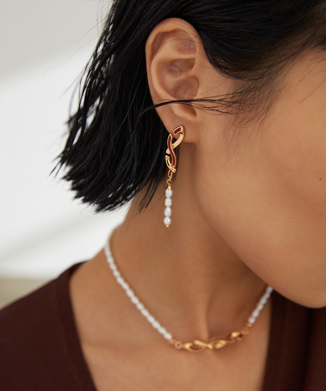 18k gold plated Awareness Ribbon Geometrical Earrings